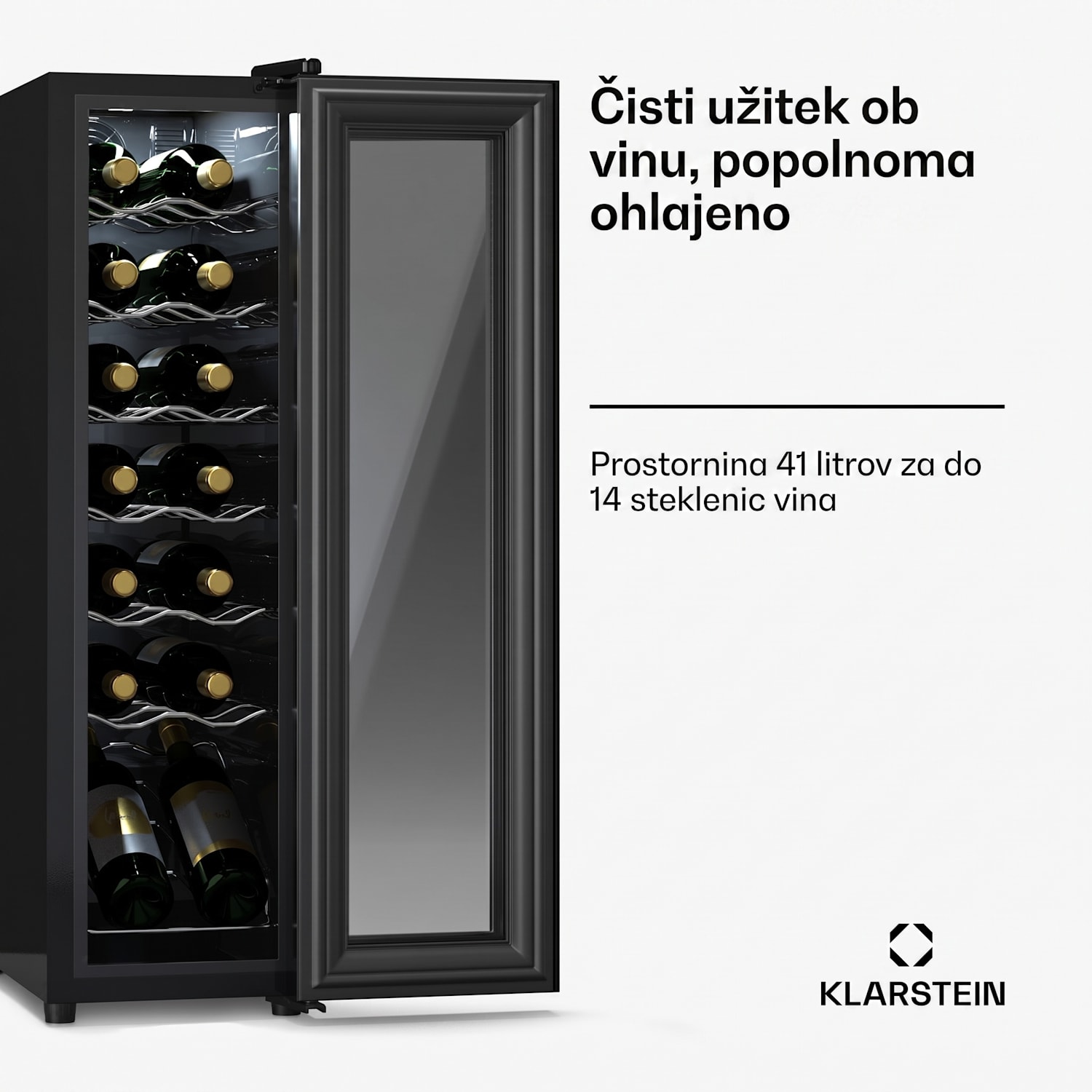 Shiraz 14 Slim Uno hladilnik za vino 14 steklenic 5 - 18 °C upravljanje na dotik 14 steklenic | 1 | Črna