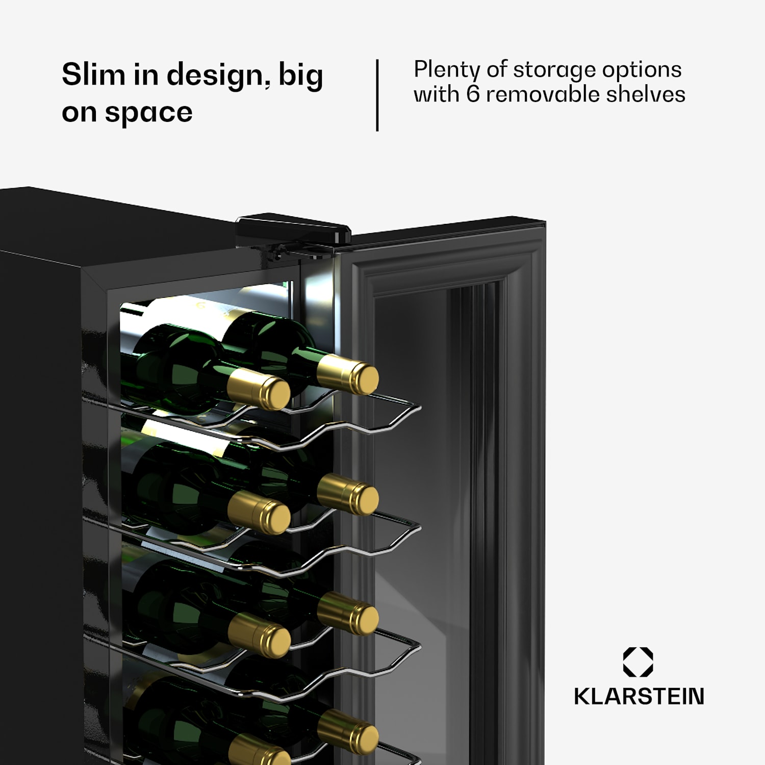 Shiraz 14 Slim Uno chladnička na víno 14 fliaš 5 - 18 °C dotykové ovládanie 14 fliaš | 1 chladiaca zóna | Čierna