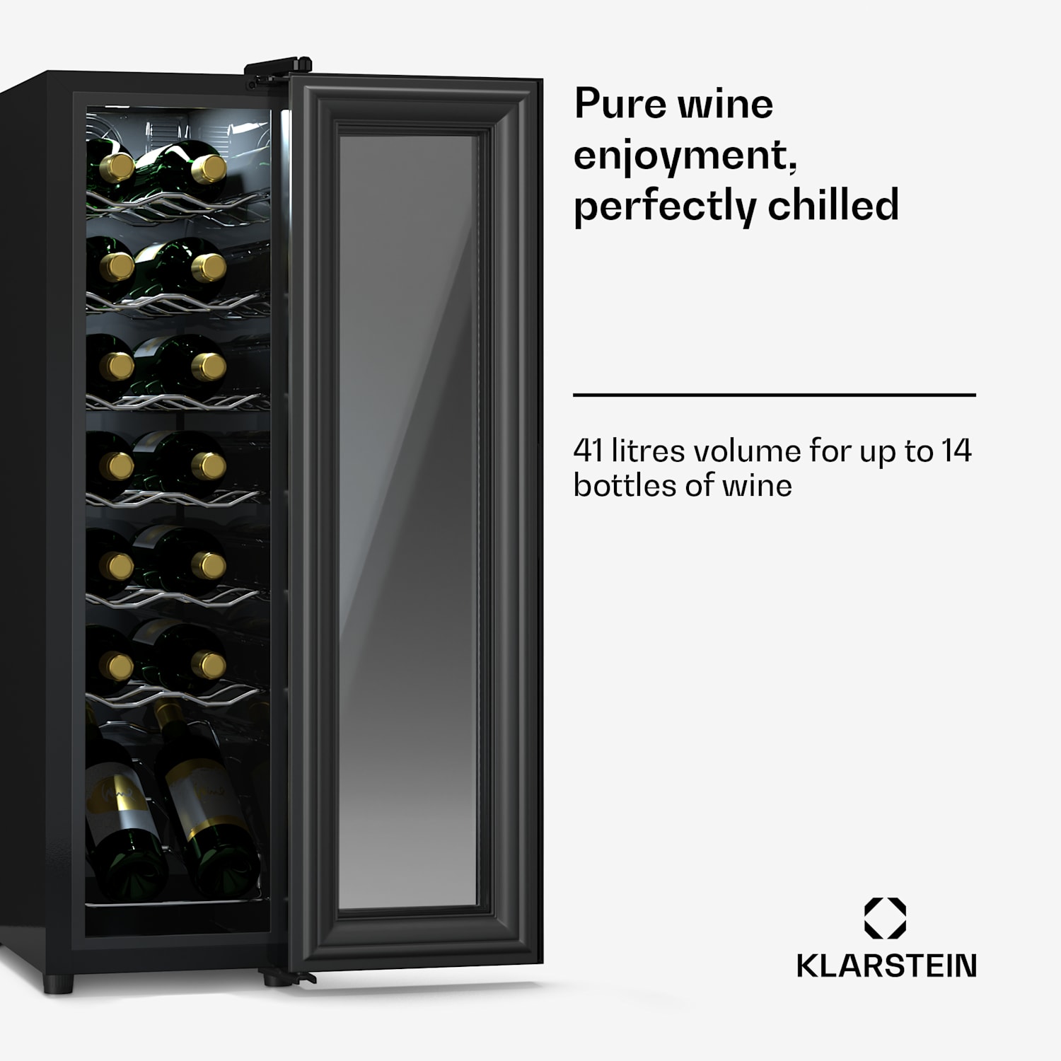 Shiraz 14 Slim Uno chladnička na víno 14 fliaš 5 - 18 °C dotykové ovládanie 14 fliaš | 1 chladiaca zóna | Čierna