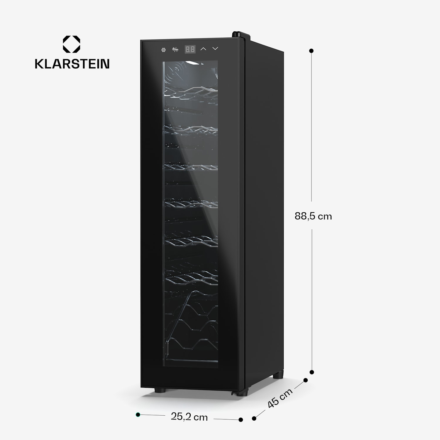 Shiraz 14 Slim Uno chladnička na víno 14 fliaš 5 - 18 °C dotykové ovládanie 14 fliaš | 1 chladiaca zóna | Čierna