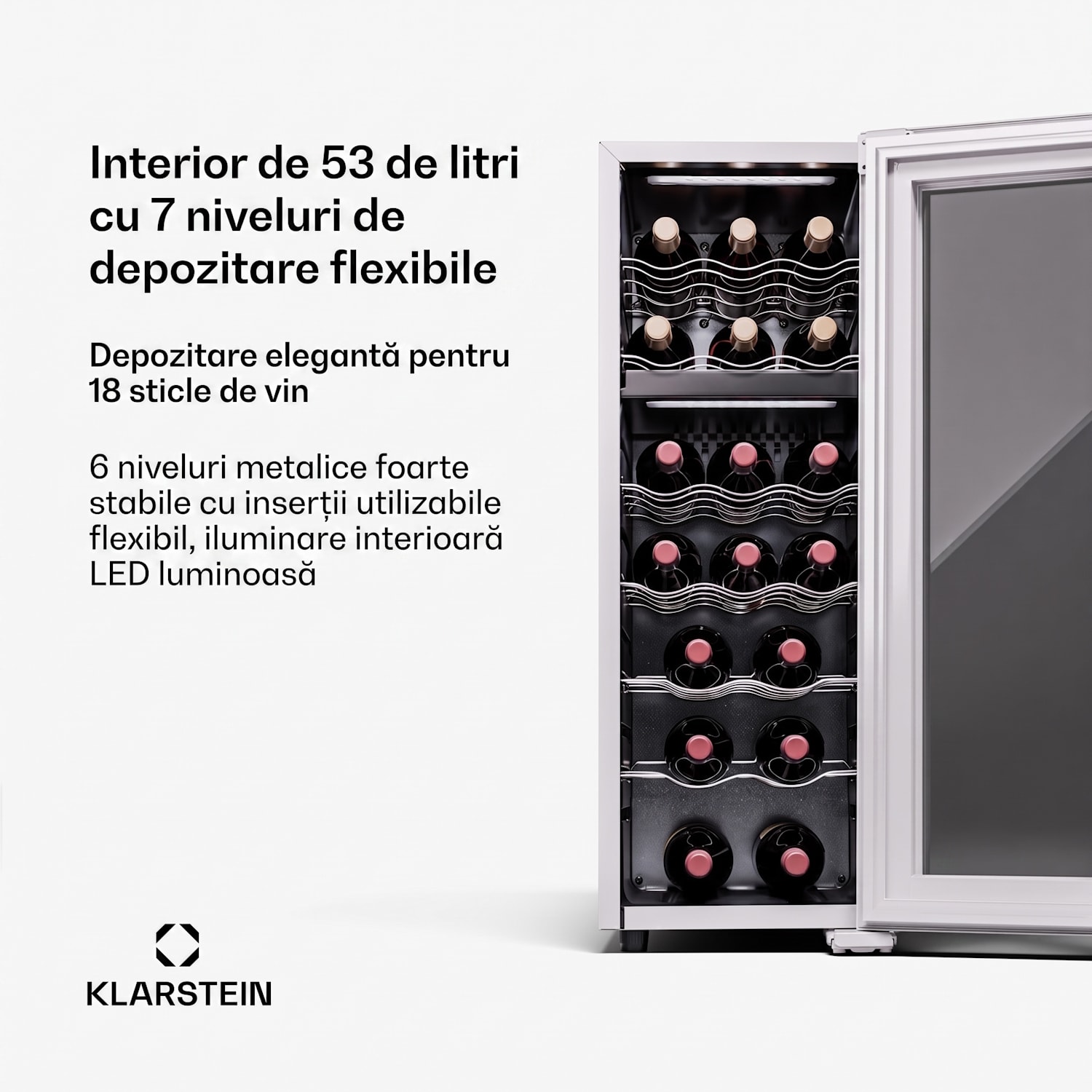 Shiraz 18 Duo, frigider pentru vin, 2 zone, 53 l / 18 sticle, 5-18 / 5-18 °C, control tactil 18 sticle | 2 | Alb