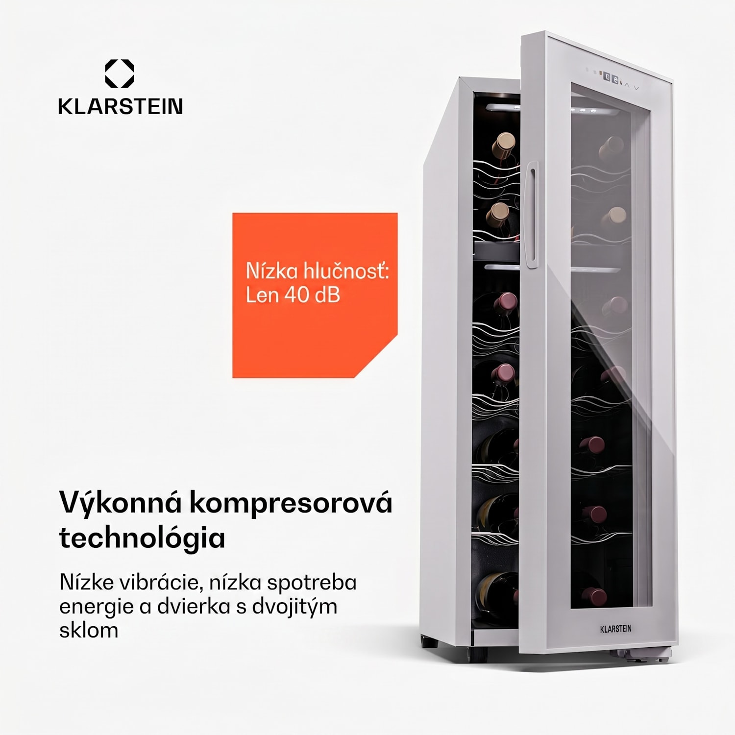 Shiraz 18 Duo, chladnička na víno, 2 zóny, 53 l/18 fliaš, 5-18 / 5-18 °C, dotykové ovládanie 18 fliaš | 2 chladiace zóny | Biela