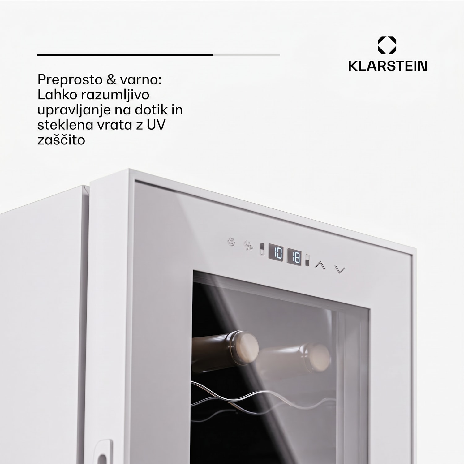 Shiraz 18 Duo, hladilnik za vino, 2 hladilni območji, 53 l/18 steklenic, 5-18 °C, upravljanje na dotik 18 steklenic | 2 | Bela