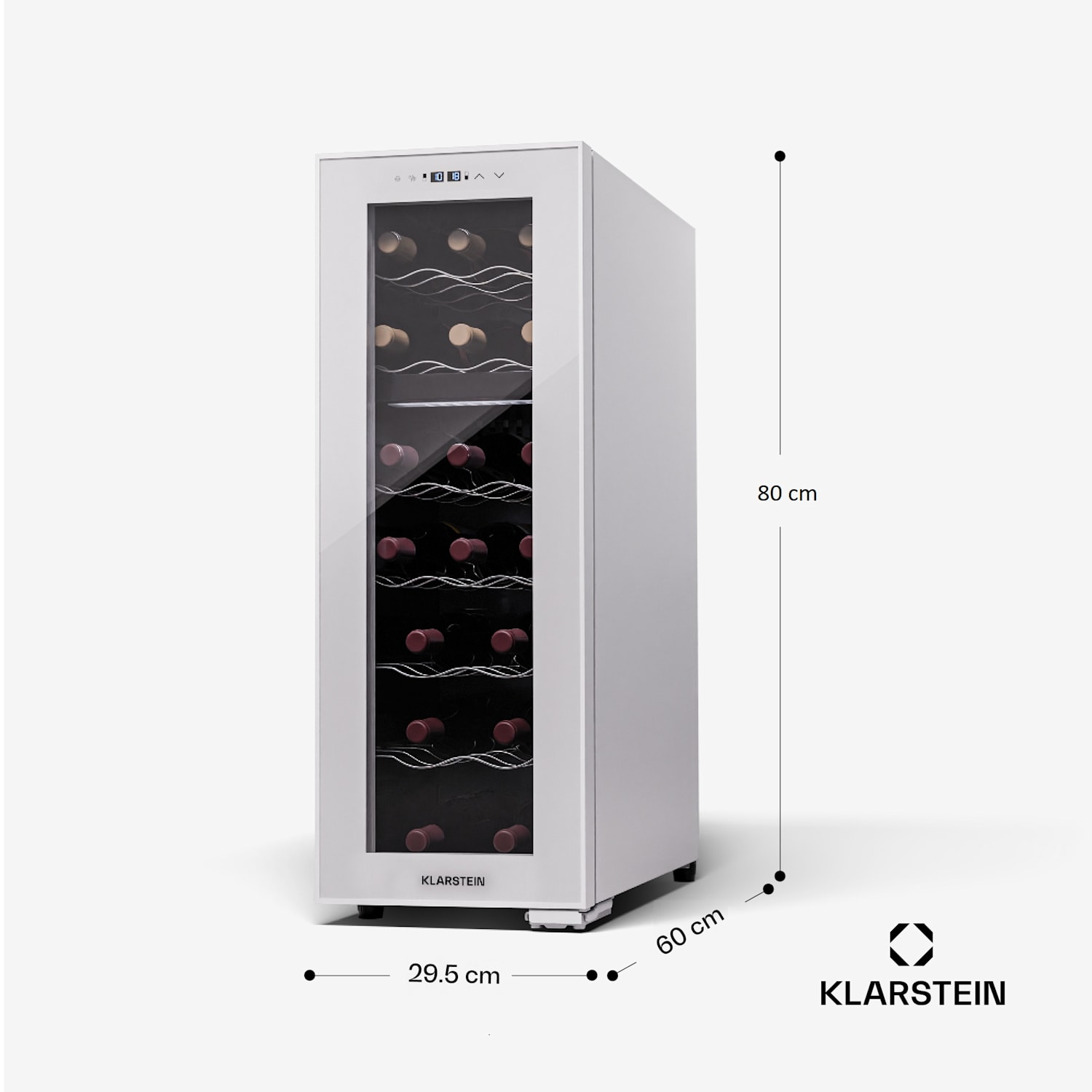 Shiraz 18 Duo wijnkoelkast 2 zones 53 liter 18 flessen 5-18°C touch 18 flessen | 2 koelzones | Wit