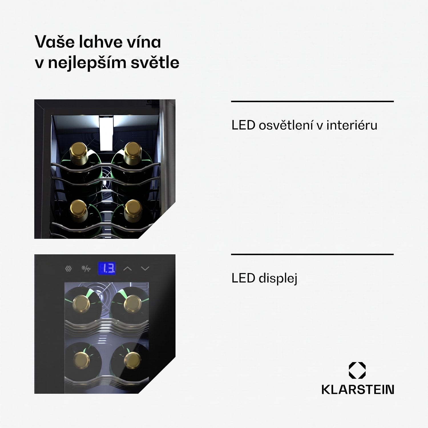 Shiraz 18 Slim Uno, lednice na víno, 18 lahví, 5 - 18 °C, dotykové ovládání 18 lahví (úzké) | 1 chladící zóna | Černá