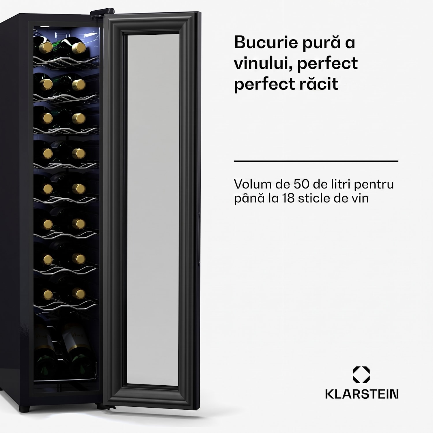 Shiraz 18 Uno, frigider pentru vin, 18 sticle, 5 - 18 °C, control tactil 18 sticle (înguste) | 1 | Negru