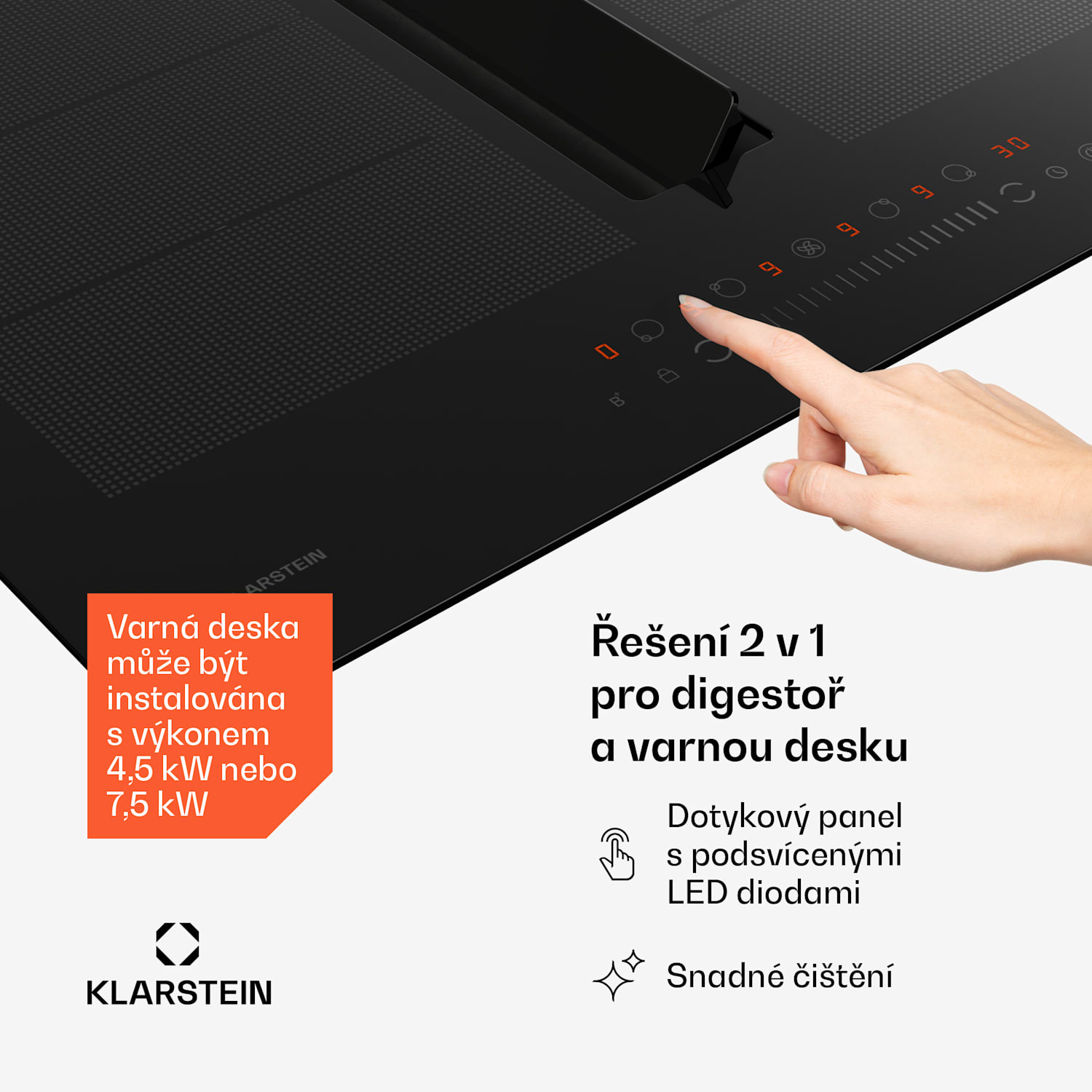 Chef-Fusion Down Air System, indukční sporák + DownAir digestoř, 60 cm, 600 m³/h EEC A 60 cm | Černá