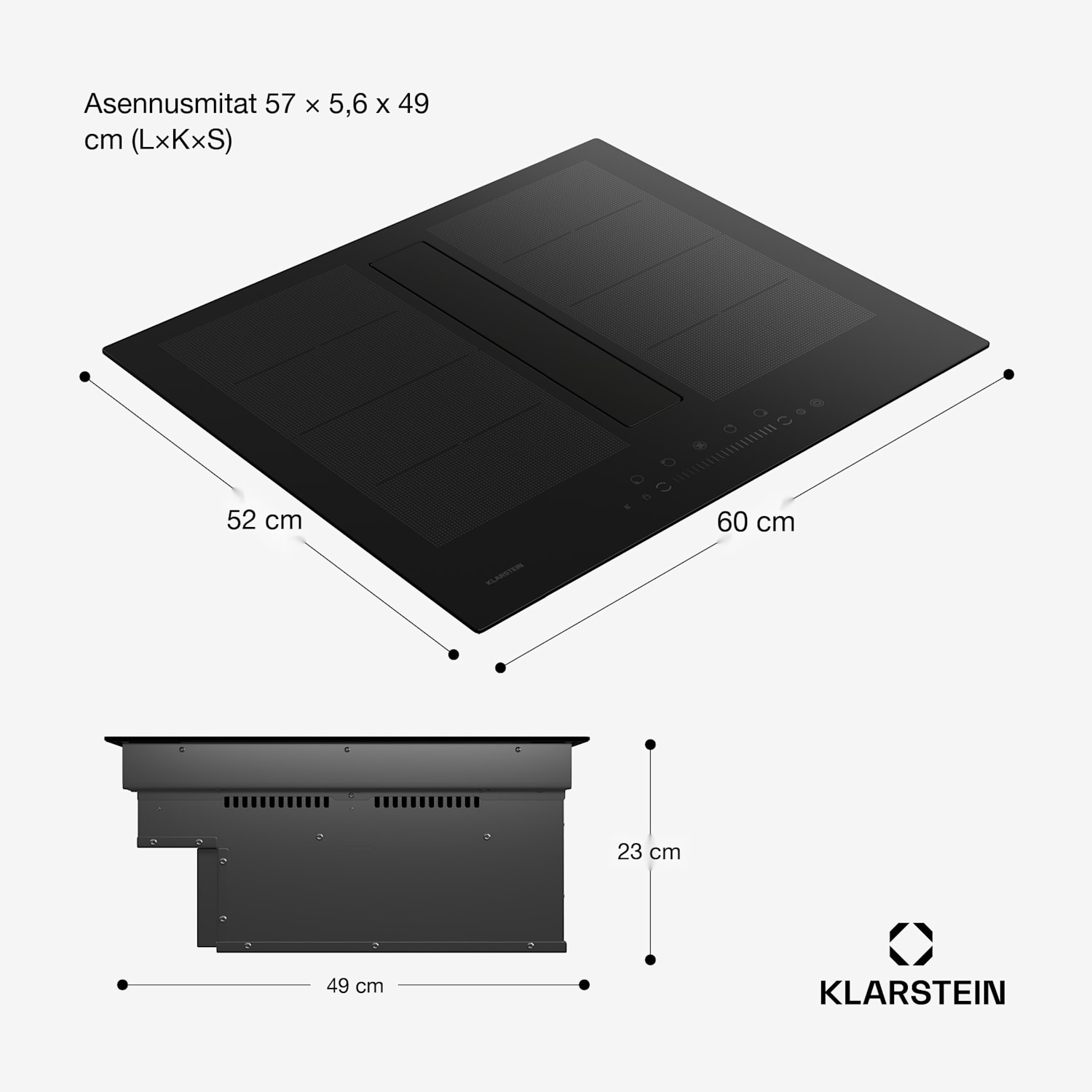 Chef-Fusion Down Air System induktiokeittotaso + liesituuletin 60 cm 598 m³/h poistoilmateho EEC A 60 cm | Musta