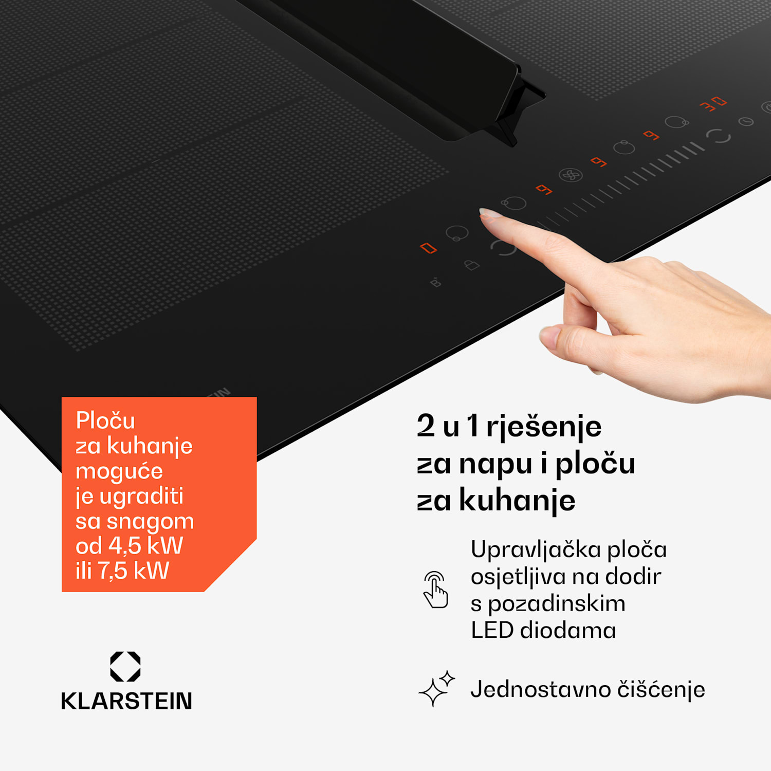 Chef-Fusion Down Air sustav, indukcijsko kuhalo + DownAir napa, 60 cm, 600 m³/h EEC A 60 cm | Crna