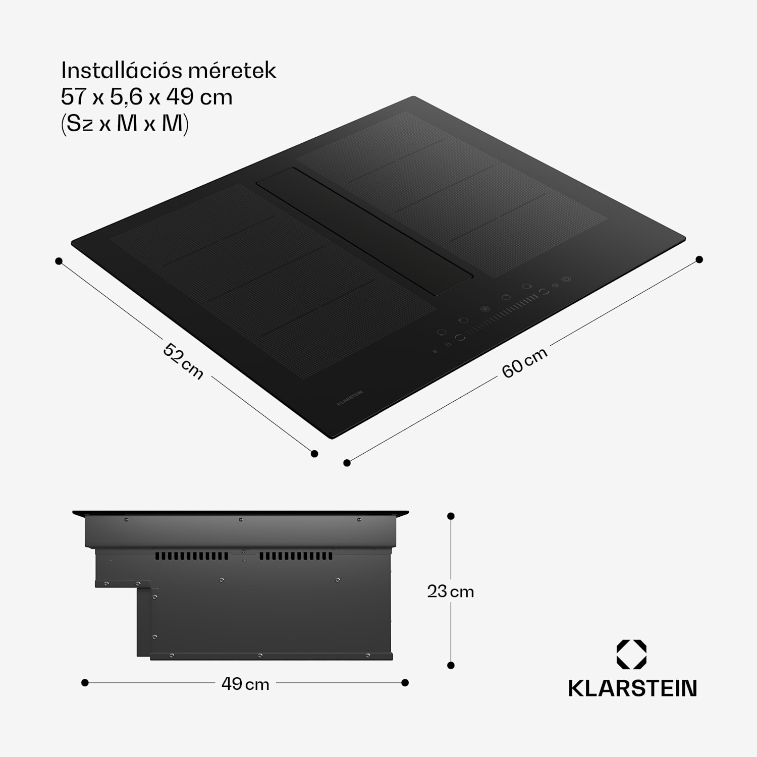 Chef-Fusion Down Air System, indukciós tűzhely + DownAir páraelszívó, 60 cm, 600 m³/h EEC A 60 cm | Fekete