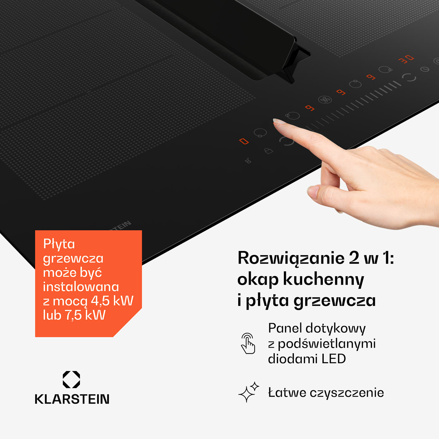 Chef-Fusion Down Air System Płyta indukcyjna + okap blatowy 60 cm | Czarny