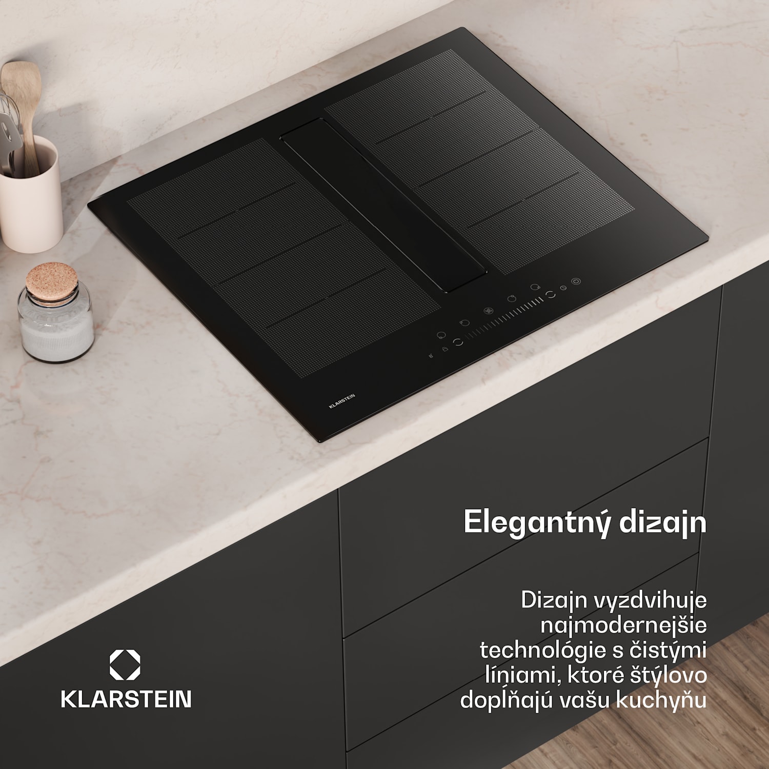 Chef-Fusion Down Air System, indukčný sporák + DownAir digestor, 60 cm, 600 m³/h EEC A 60 cm | Čierna