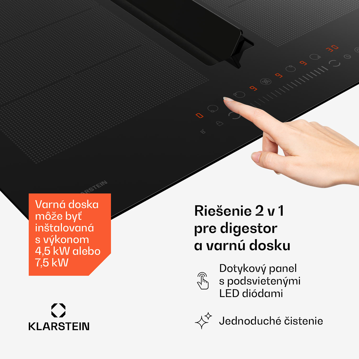 Chef-Fusion Down Air System, indukčný sporák + DownAir digestor, 60 cm, 600 m³/h EEC A 60 cm | Čierna