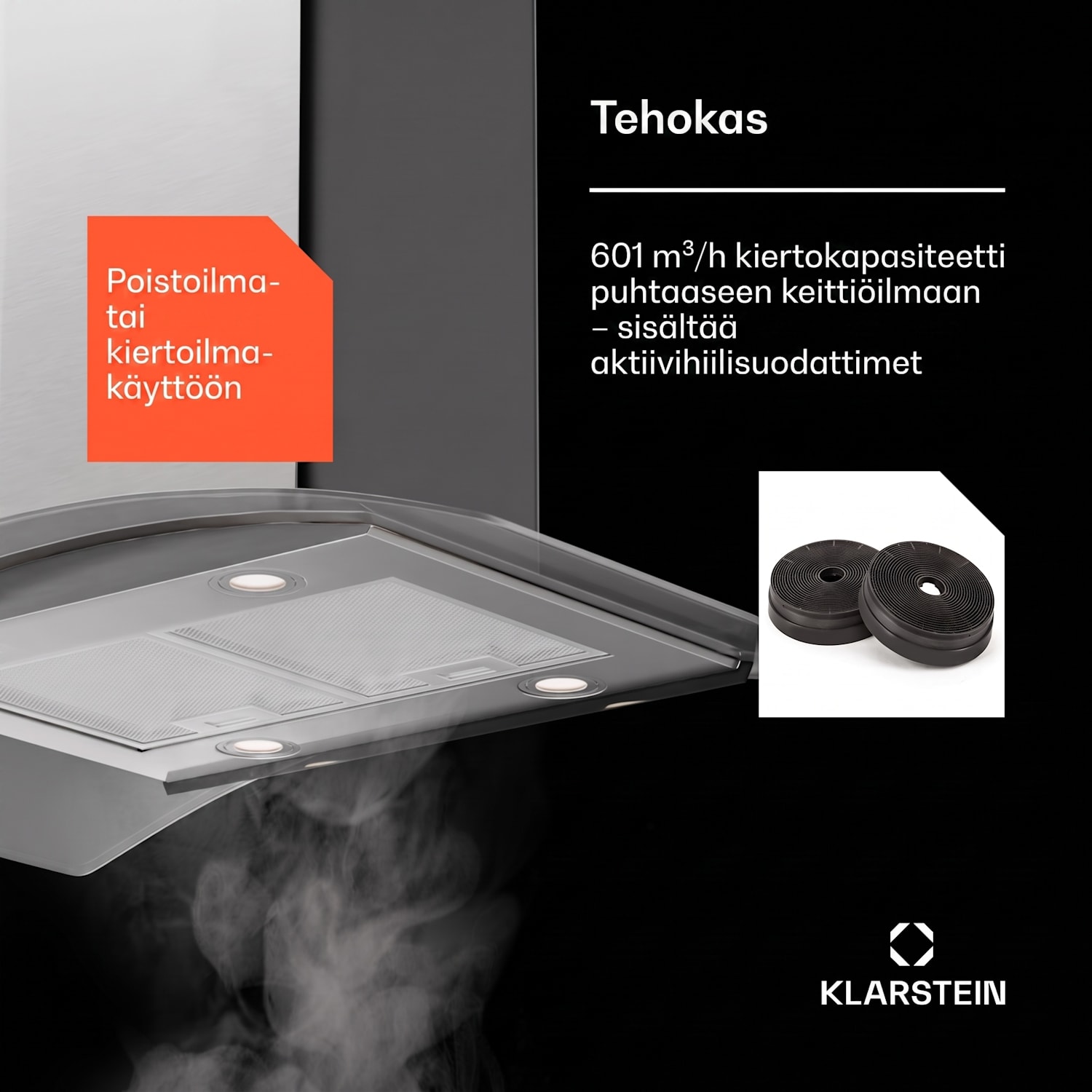 Colette liesituuletin 90 cm 601 m³/h energiatehokkuusluokka A++ ruostumaton teräs hopeanvärinen 