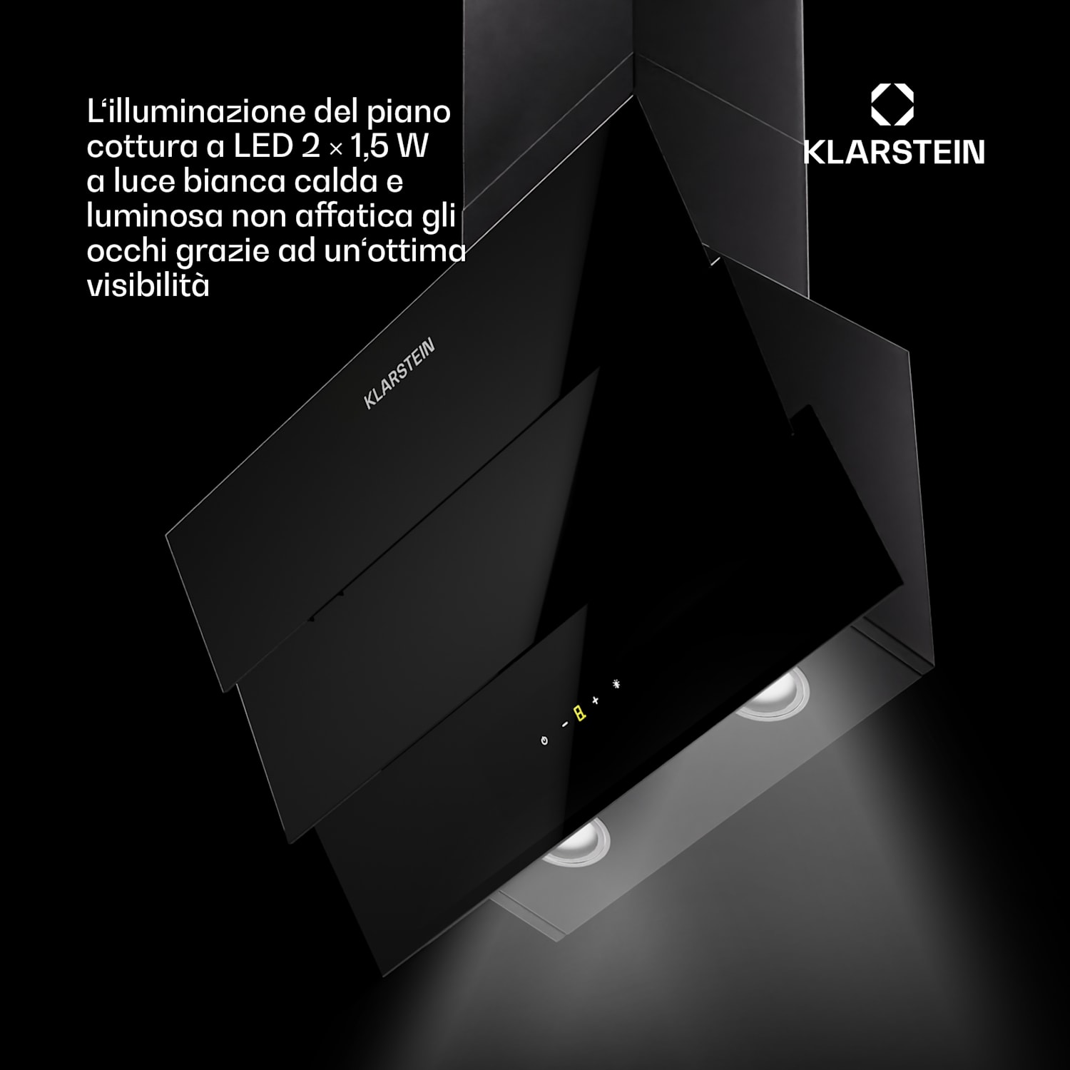 Antonia 60 cappa aspirante, 60cm, 247m³/h, touch, CEE A++, vetro 