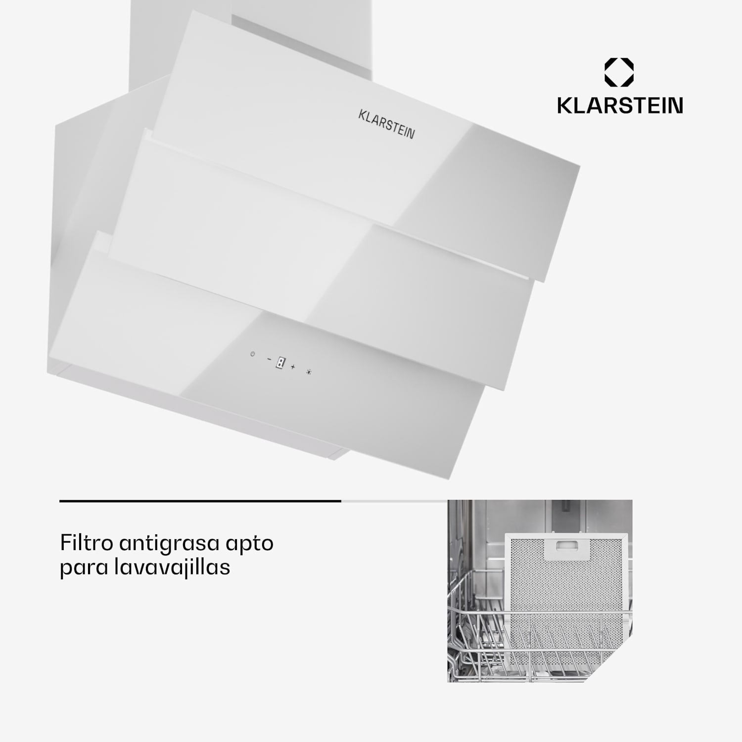 Campana de cocina Antonia 60 60cm 247 m³/h Touch EEK A++ Cristal  60 cm | Blanco