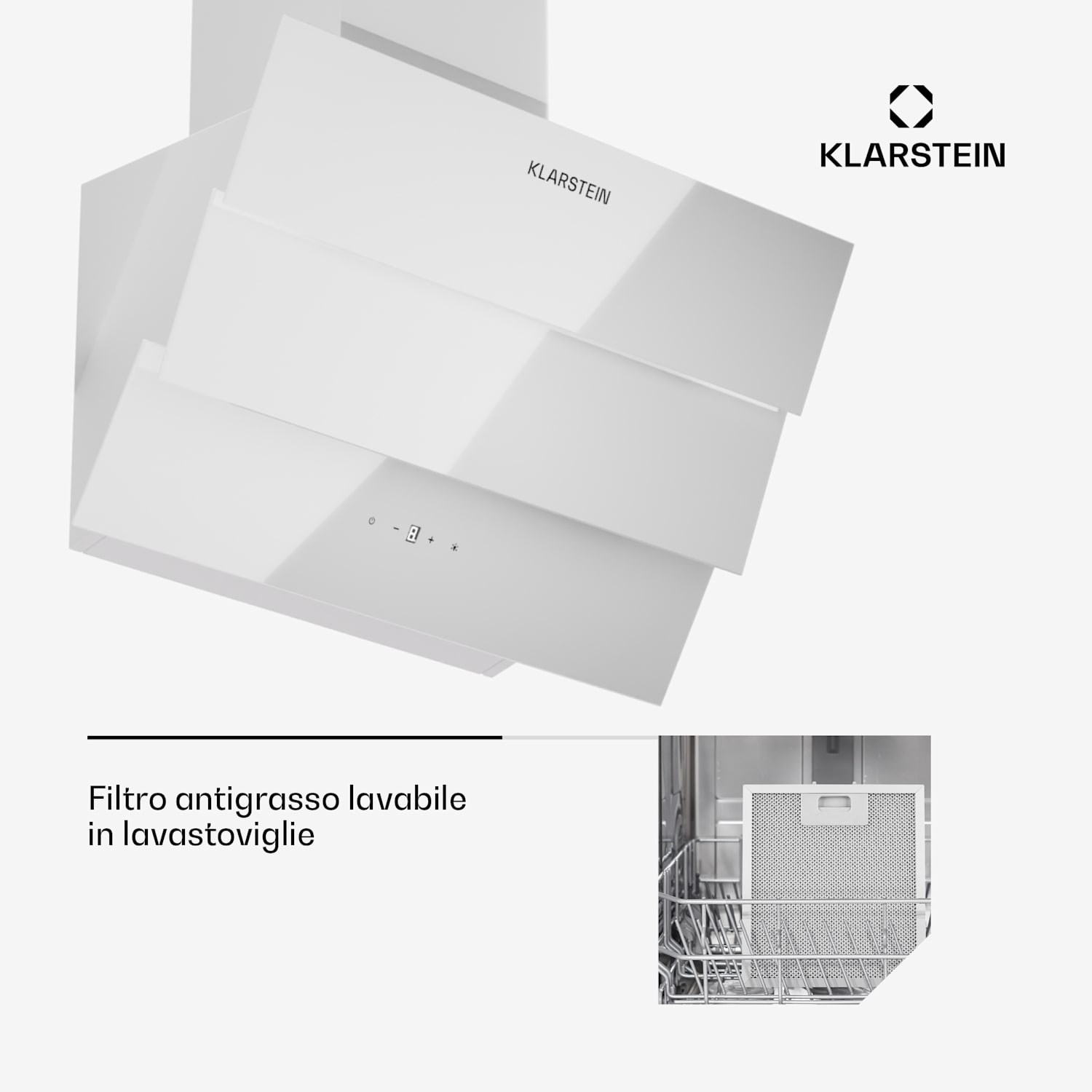 Antonia 60 cappa aspirante, 60cm, 247m³/h, touch, CEE A++, vetro 60 cm | Branco