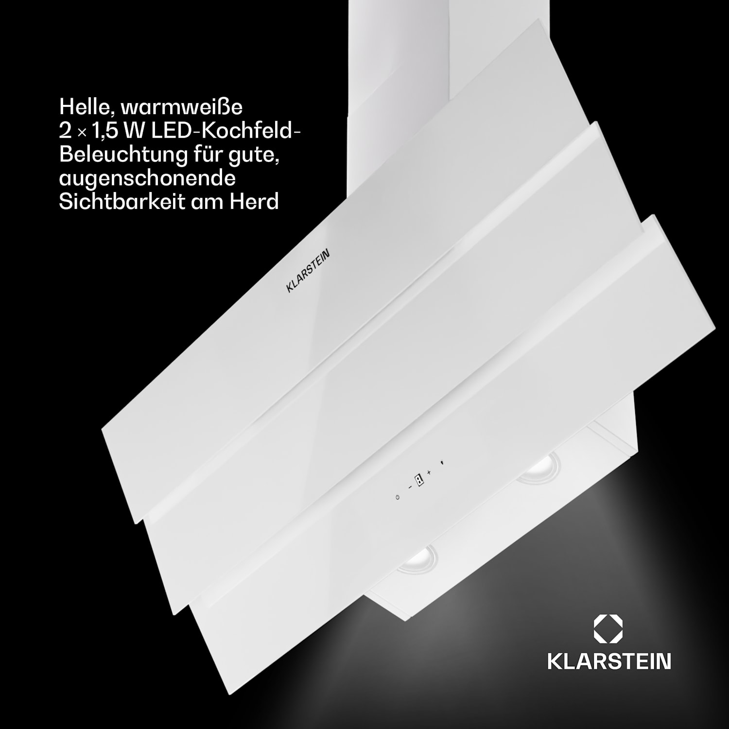 Antonia 90 Dunstabzugshaube 90cm 247m³/h Touch EEK A++ Glas 90 cm | Weiß