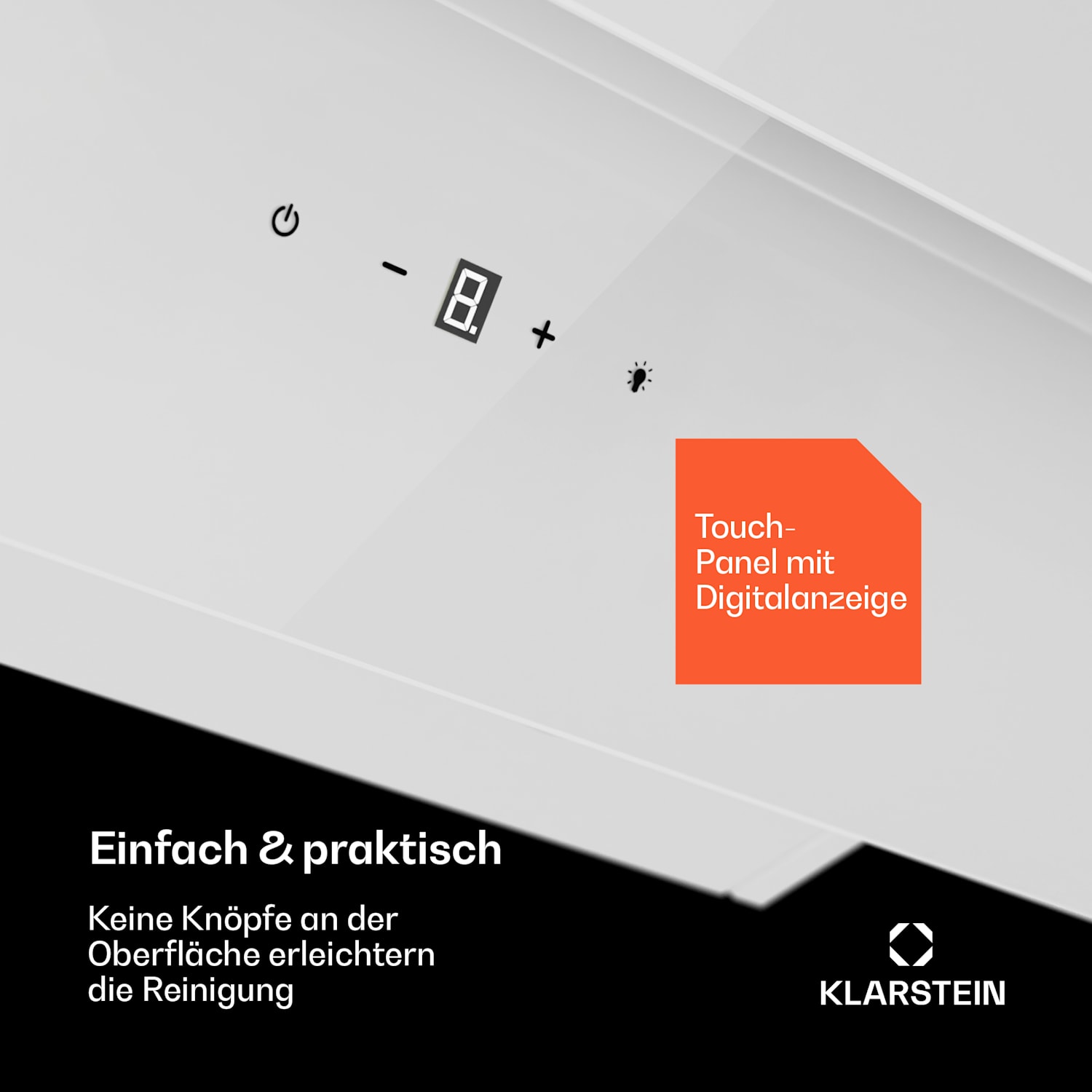 Antonia 90 Dunstabzugshaube 90cm 247m³/h Touch EEK A++ Glas 90 cm | Weiß