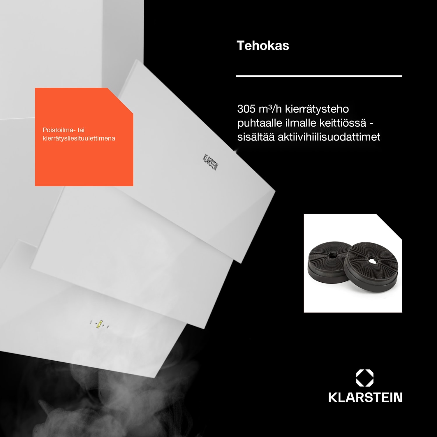 Antonia 90 -liesituuletin 90cm 247m³/h kosketus energialuokka A++ lasi 90 cm | Valkoinen