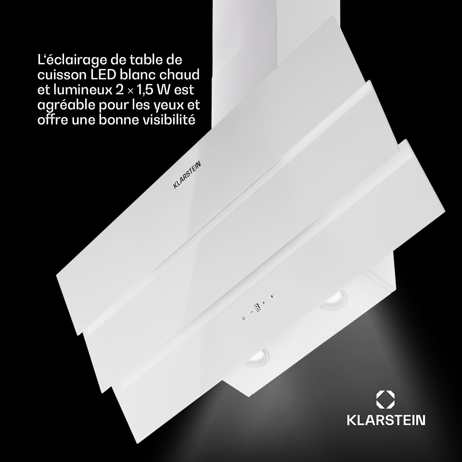 Antonia 60 hotte aspirante 60 cm 247 m³/h tactile CEE A++ verre 90 cm | Blanc