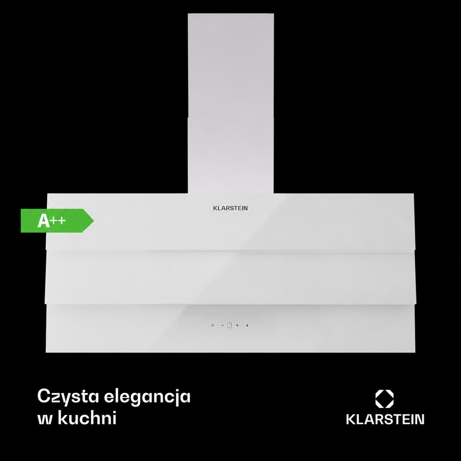 Antonia 90, okap kuchenny, przyścienny skośny, 90 cm, 247 m³/h, sterowanie dotykowe, klasa energetyczna A++, szkło 90 cm | Biały