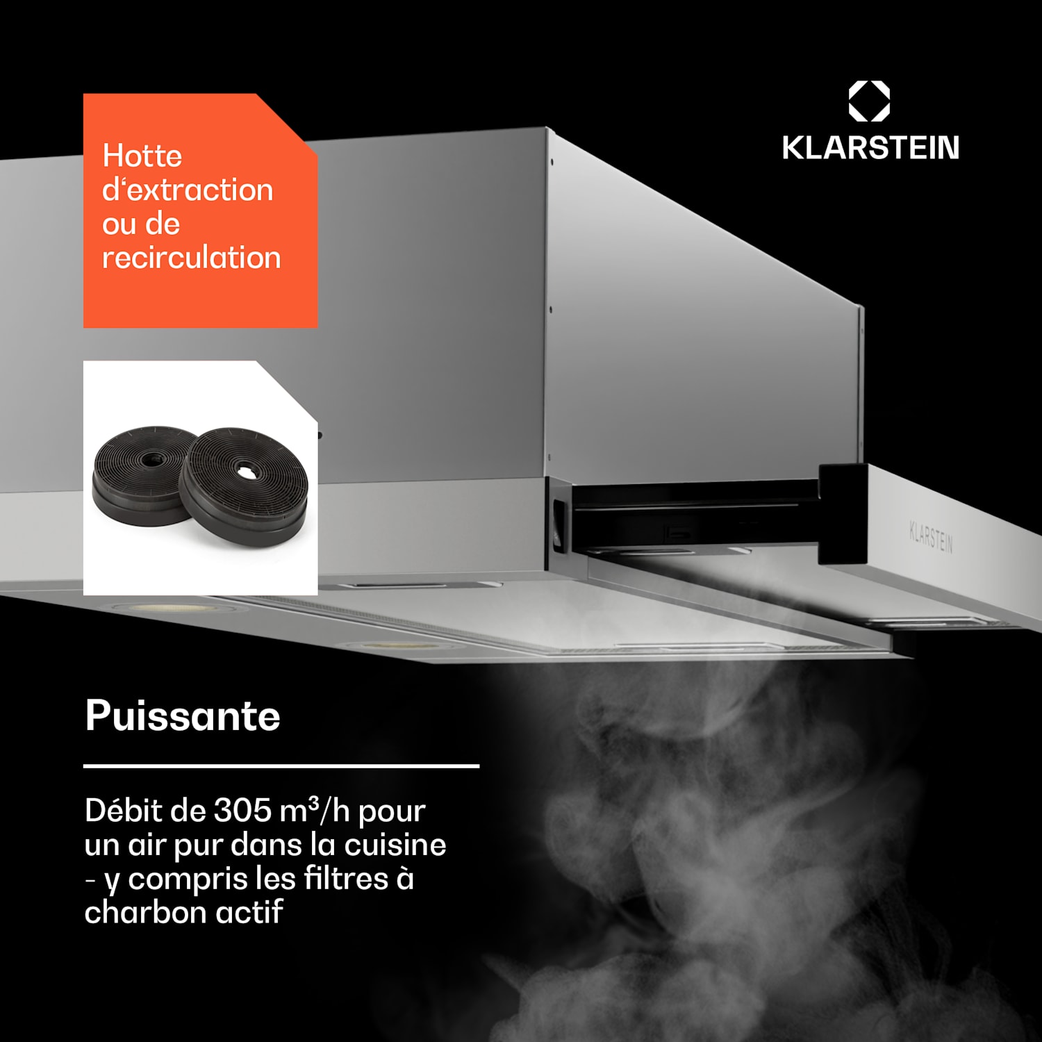 Hotte aspirante Viola fonction télescopique 60 cm 290 m³/h CEE A+ 