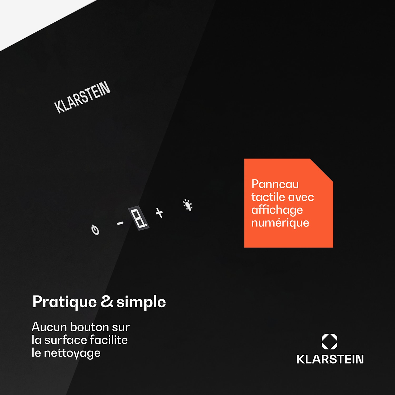 Contempo Neo hotte encastrée extraction/recyclage capacité d'extraction 175 m³/h SenseControl commande tactile intégrée, façade en acier inoxydable / verre acrylique 