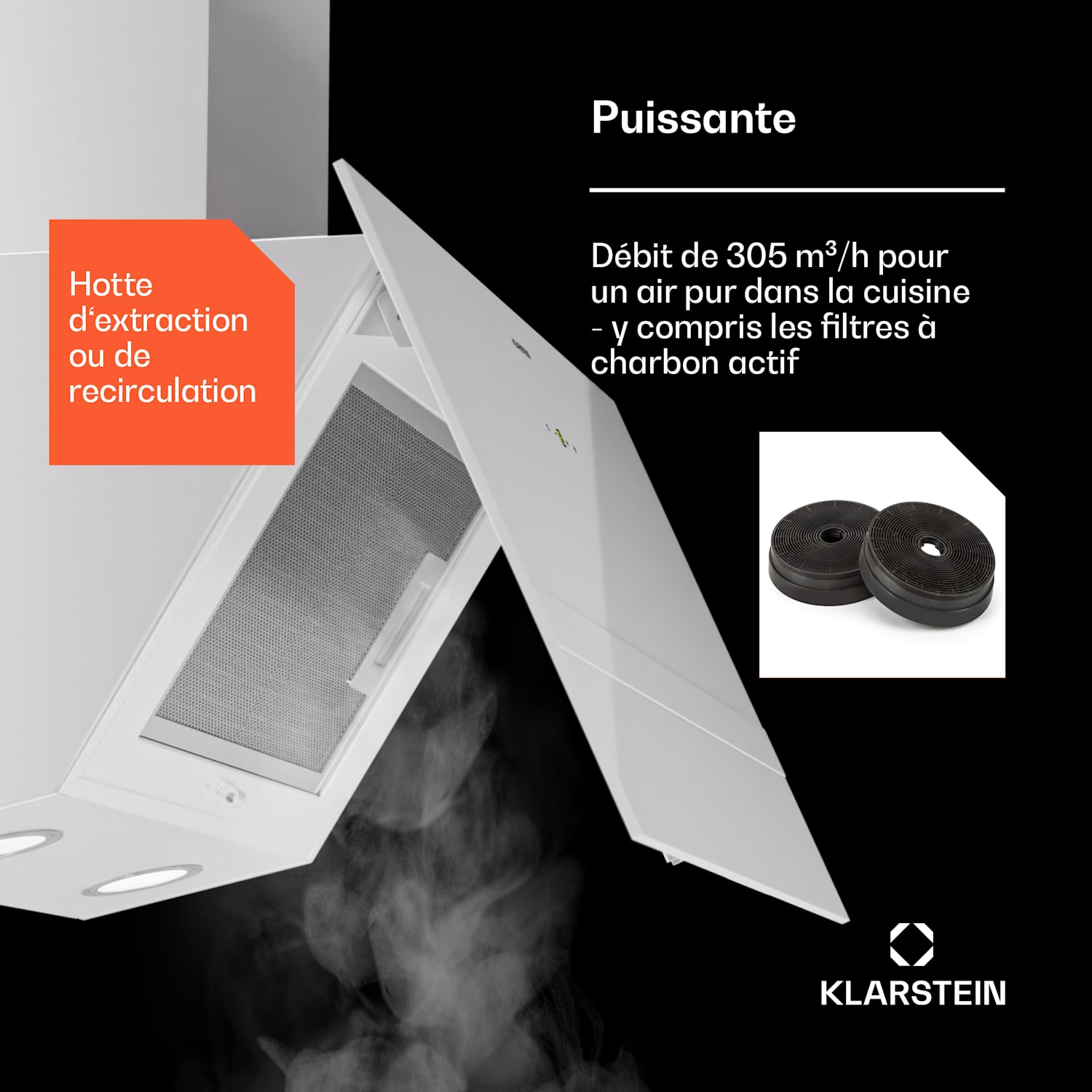 Laurel 60 hotte aspirante 60cm évacuation : 247 m³/h LED tactile 60 cm | Blanc