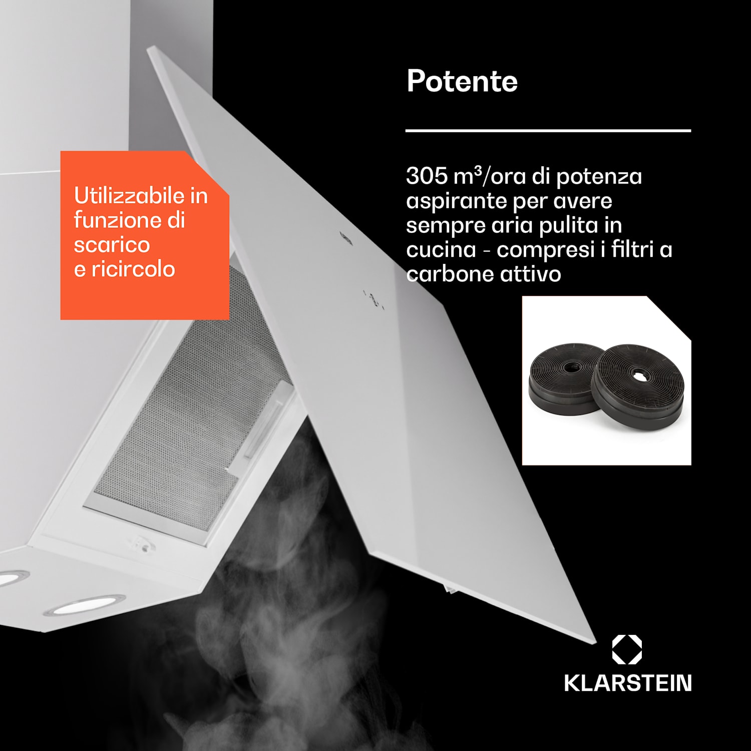 Laurel cappa aspirante 90cm aspirazione 247 m³/h LED touch 