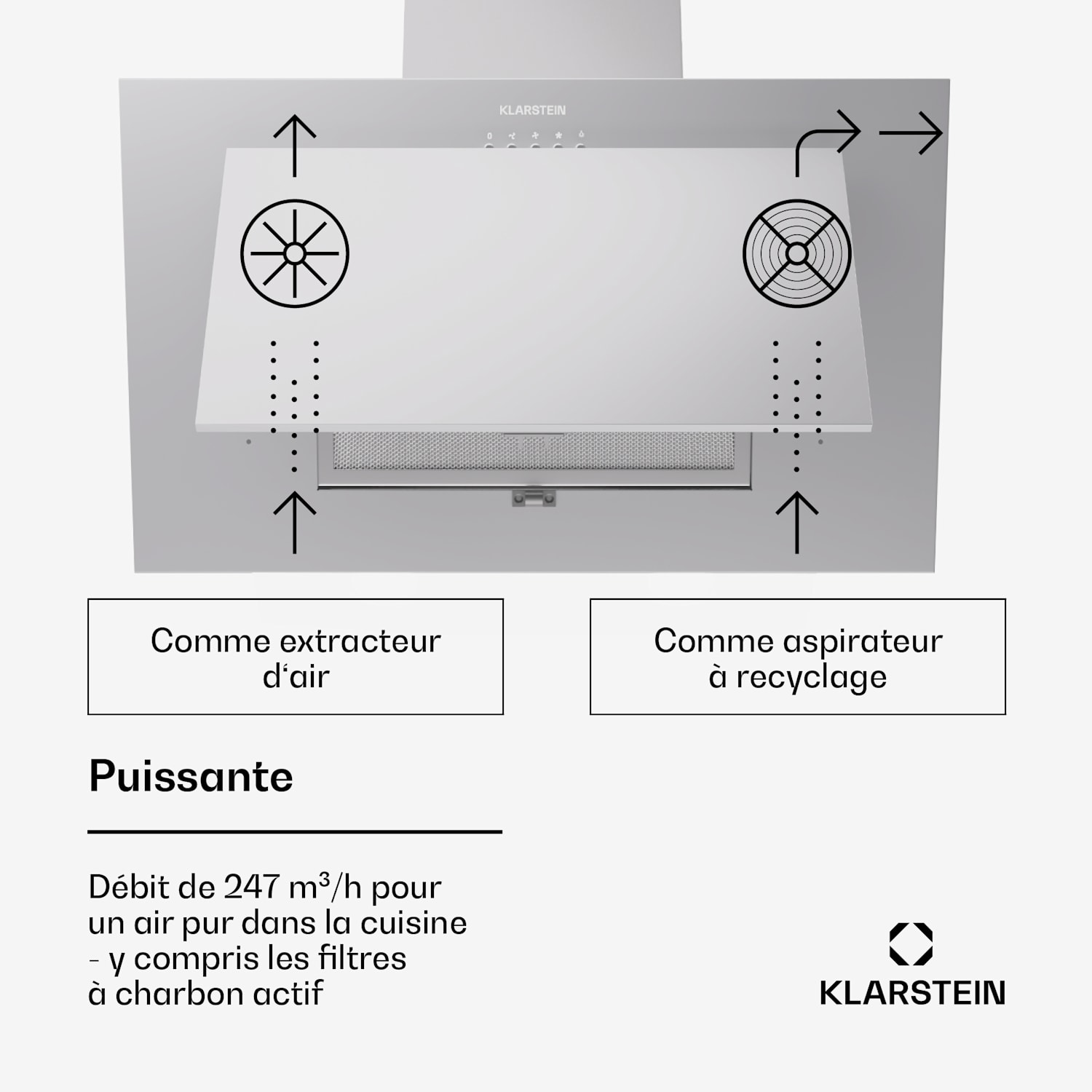 Athena 60 afzuigkap 60cm 247 m³/h led afvoer/recirculatie 60 cm | Nerjaveče jeklo