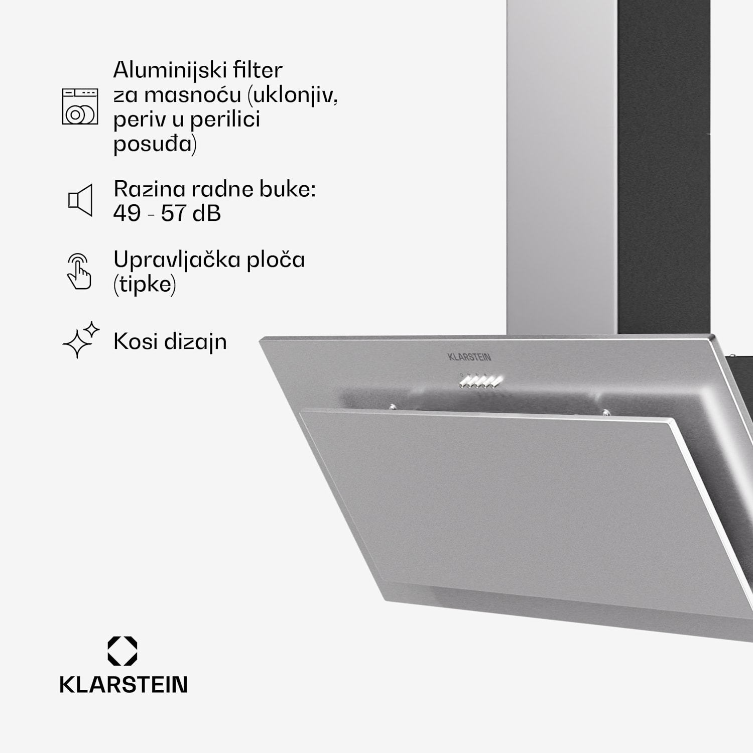 Athena 90, napa, 90 cm, 300 m³/h, LED, odsis/recirkulacija 