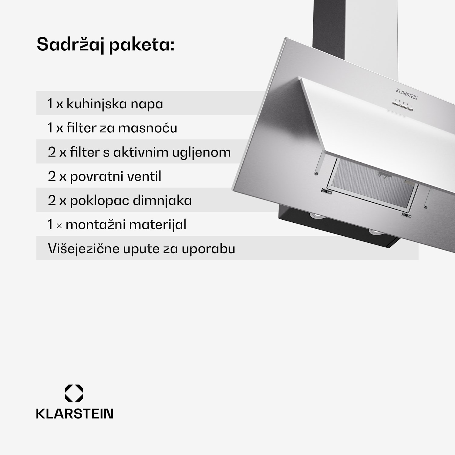 Athena 90, napa, 90 cm, 300 m³/h, LED, odsis/recirkulacija 