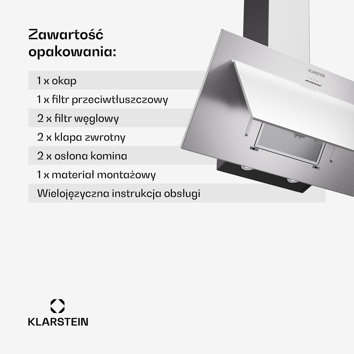 Athena 90, wyciąg/okap kuchenny, 90 cm, 300 m³/h, LED, tryb wyciągu/recyrkulacji (tryb otwarty/zamknięty)