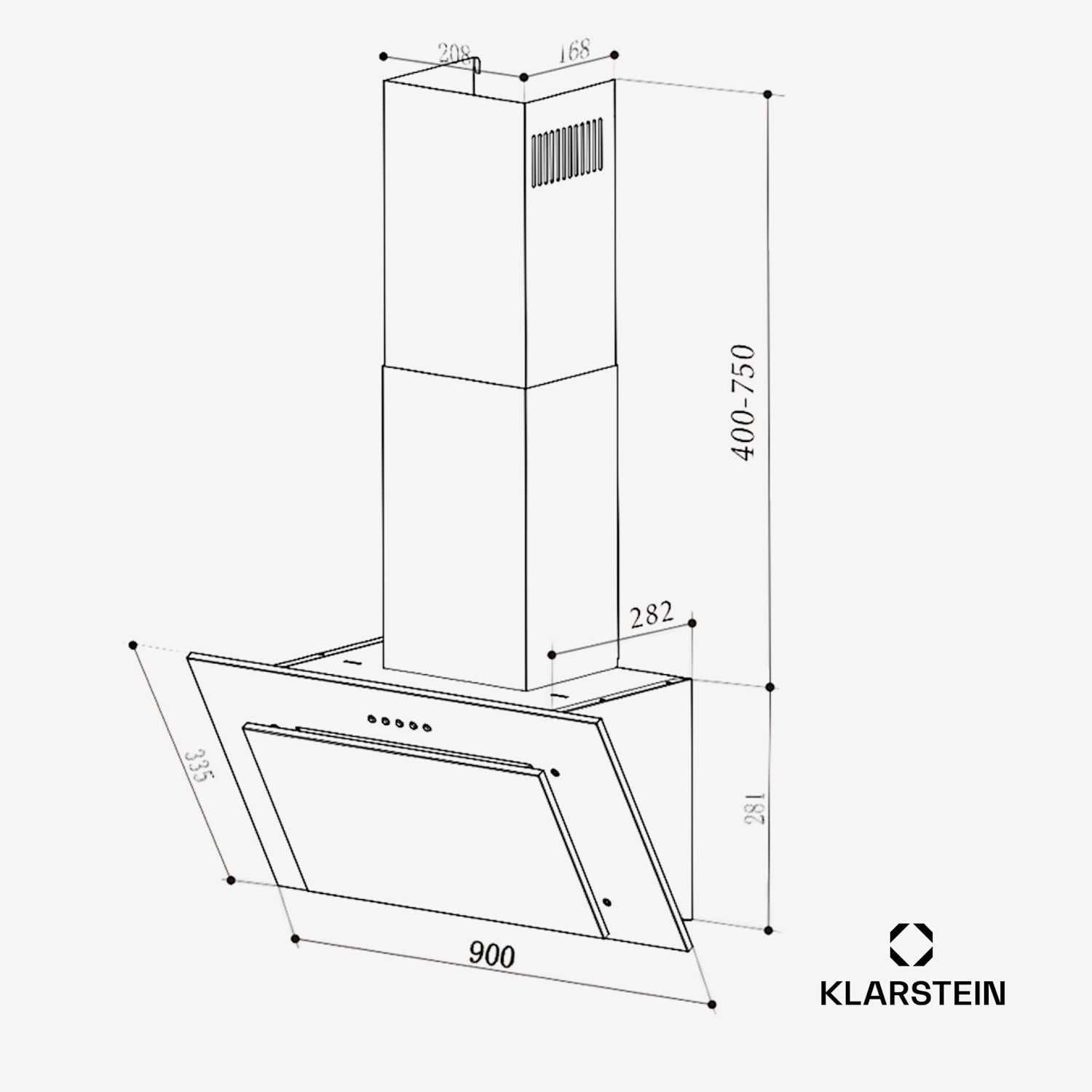Athena 90, wyciąg/okap kuchenny, 90 cm, 300 m³/h, LED, tryb wyciągu/recyrkulacji (tryb otwarty/zamknięty)