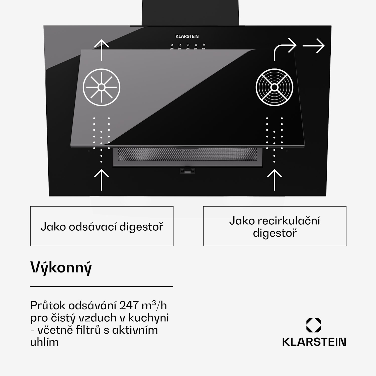 Athena 60, digestoř, 60 cm, 247 m³/h, LED, odsávání/recirkulace 