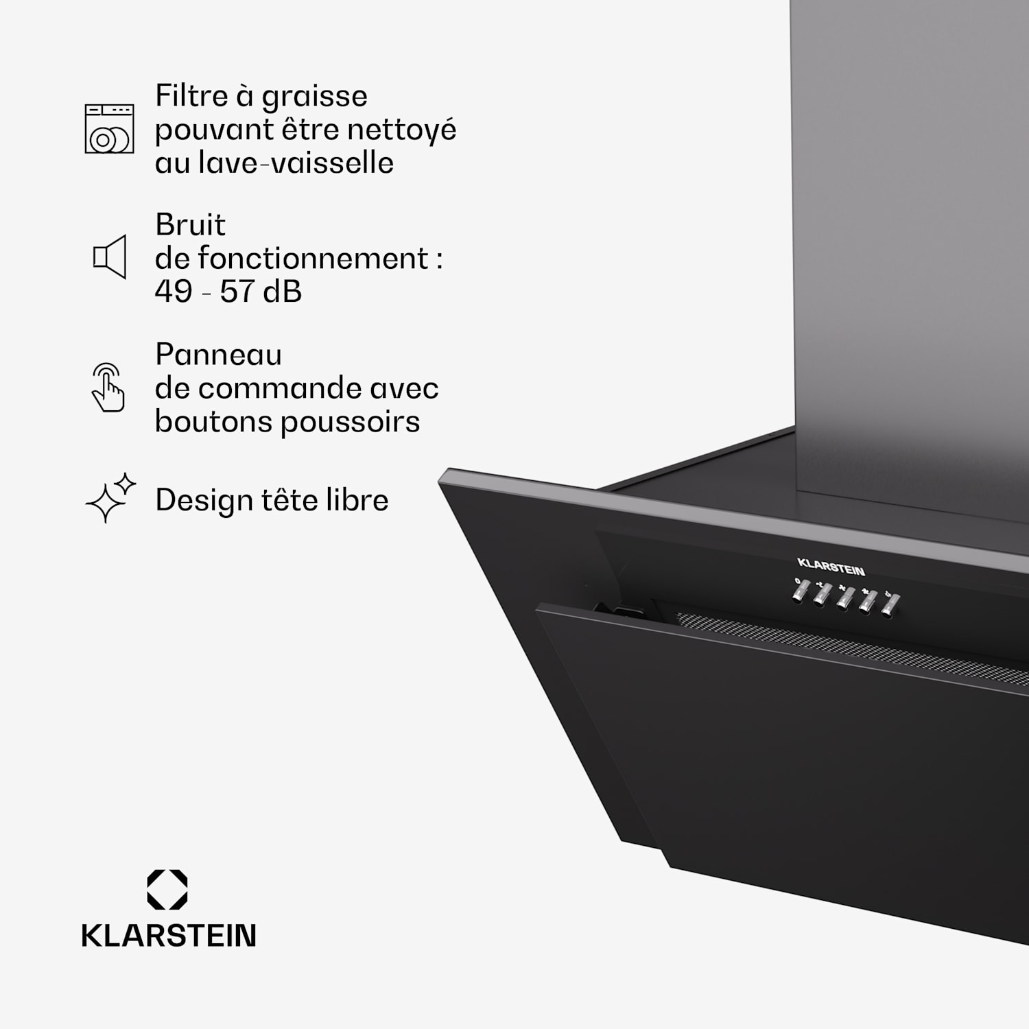 Athena 60 afzuigkap 60cm 247 m³/h led afvoer/recirculatie 60 cm | Črna