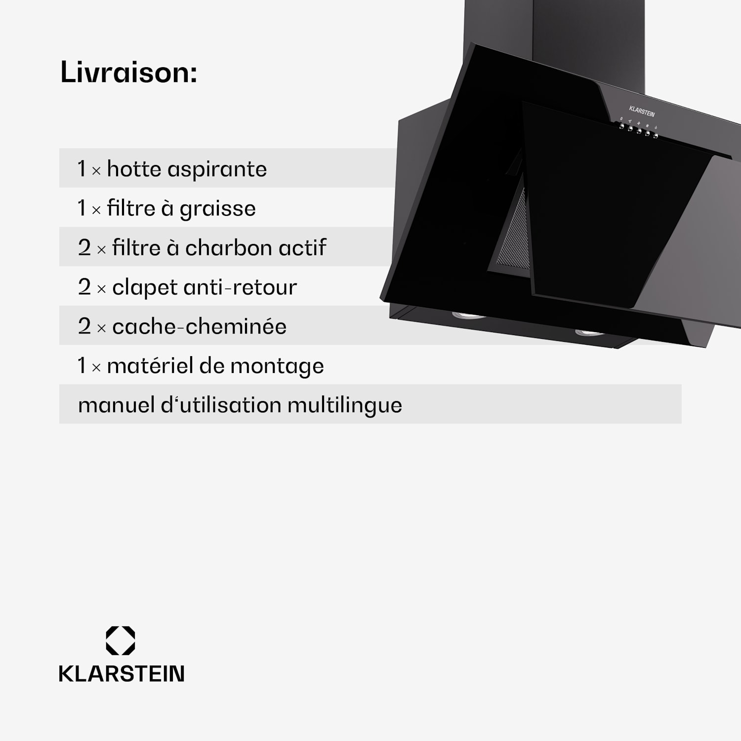 Athena 60 afzuigkap 60cm 247 m³/h led afvoer/recirculatie 60 cm | Črna