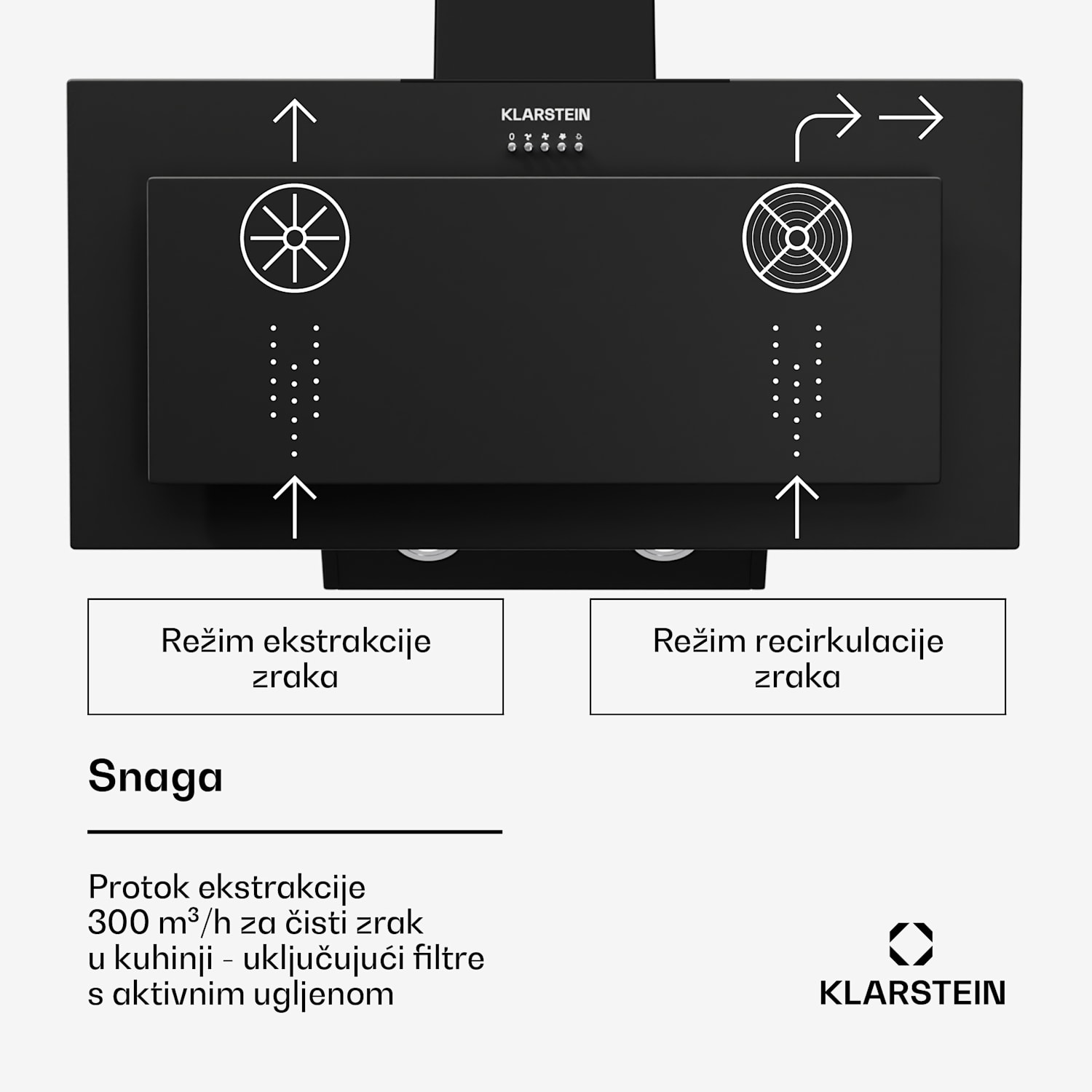 Athena 90, napa, 90 cm, 300 m³/h, LED, odsis/recirkulacija 