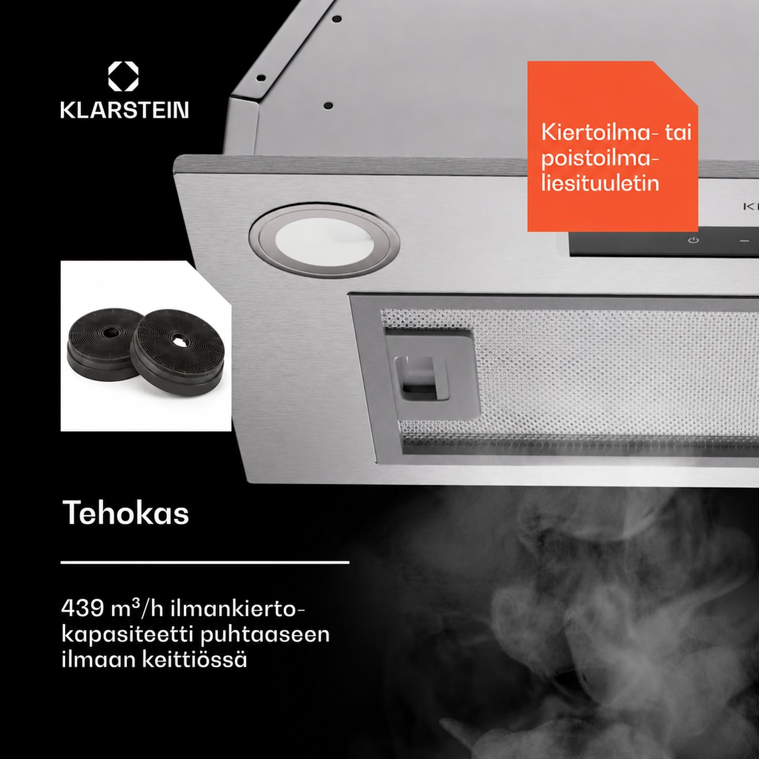 Paolo 52 liesituuletin integroitava 52 cm 439 m³/h LED kosketus A++ 52 cm | Hopea