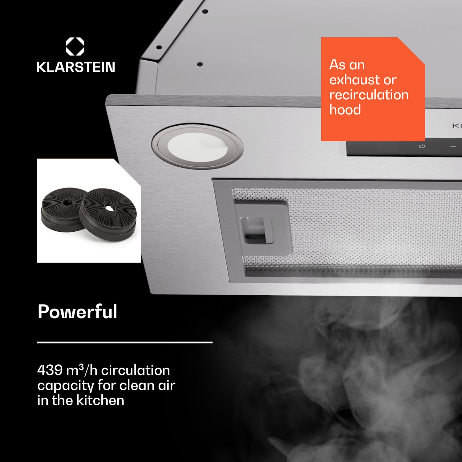 Paolo 52 Plită încorporabilă 52 cm 439 m³/h LED Touch A++ 52 cm | Oțel inoxidabil