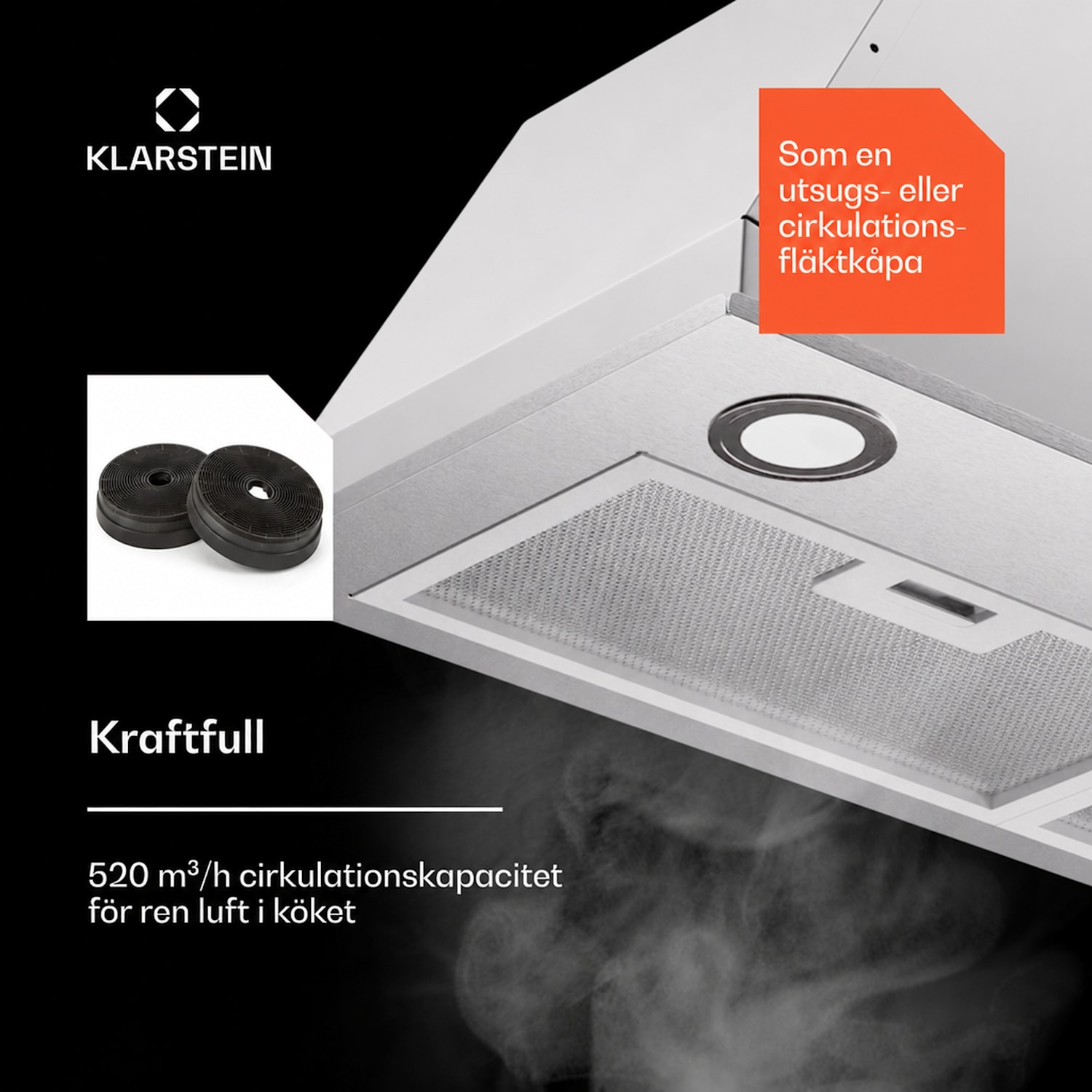 Paolo 72 Köksfläkt inbyggnad 72 cm 520 m³/h LED touch A++ 72 cm | Silver