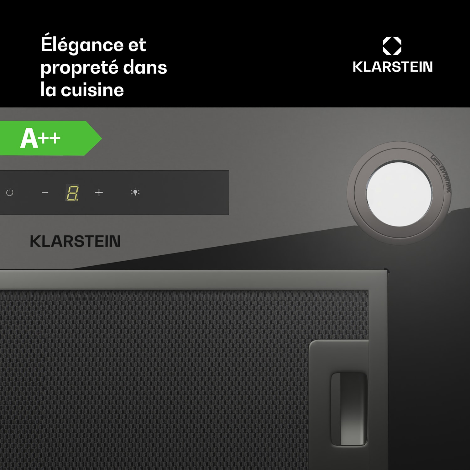 Paolo 52 afzuigkap inbouw 52 cm 439 m³/h led touch A++ 52 cm | Zwart