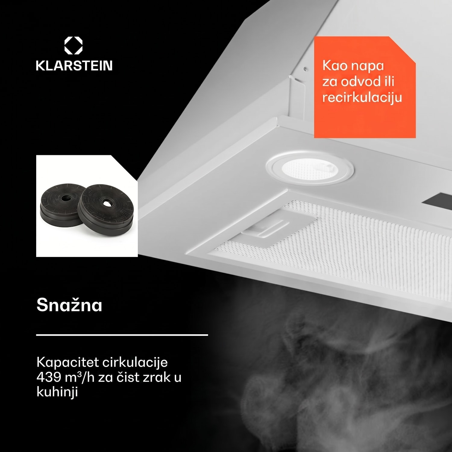 Paolo 52 ugradbena napa 52 cm 439 m³/h LED Touch A++ 52 cm | Bijela