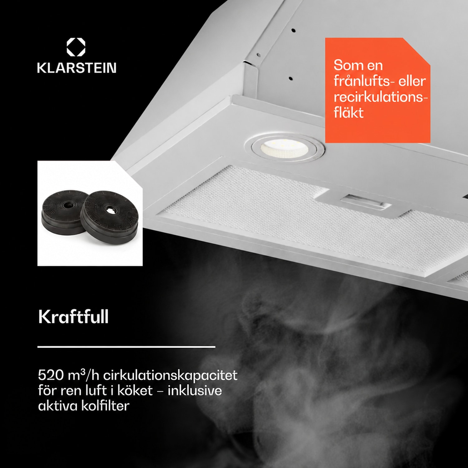 Paolo 72 Köksfläkt inbyggnad 72 cm 520 m³/h LED touch A++ 72 cm | Vit