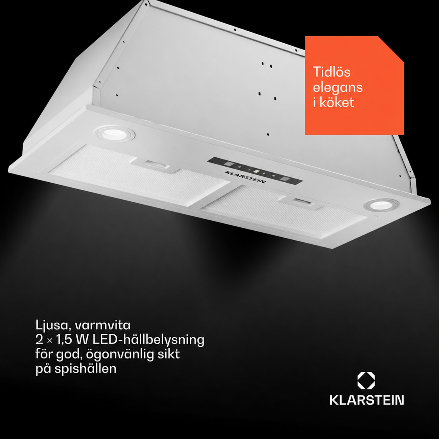 Paolo 72 Köksfläkt inbyggnad 72 cm 520 m³/h LED touch A++ 72 cm | Vit