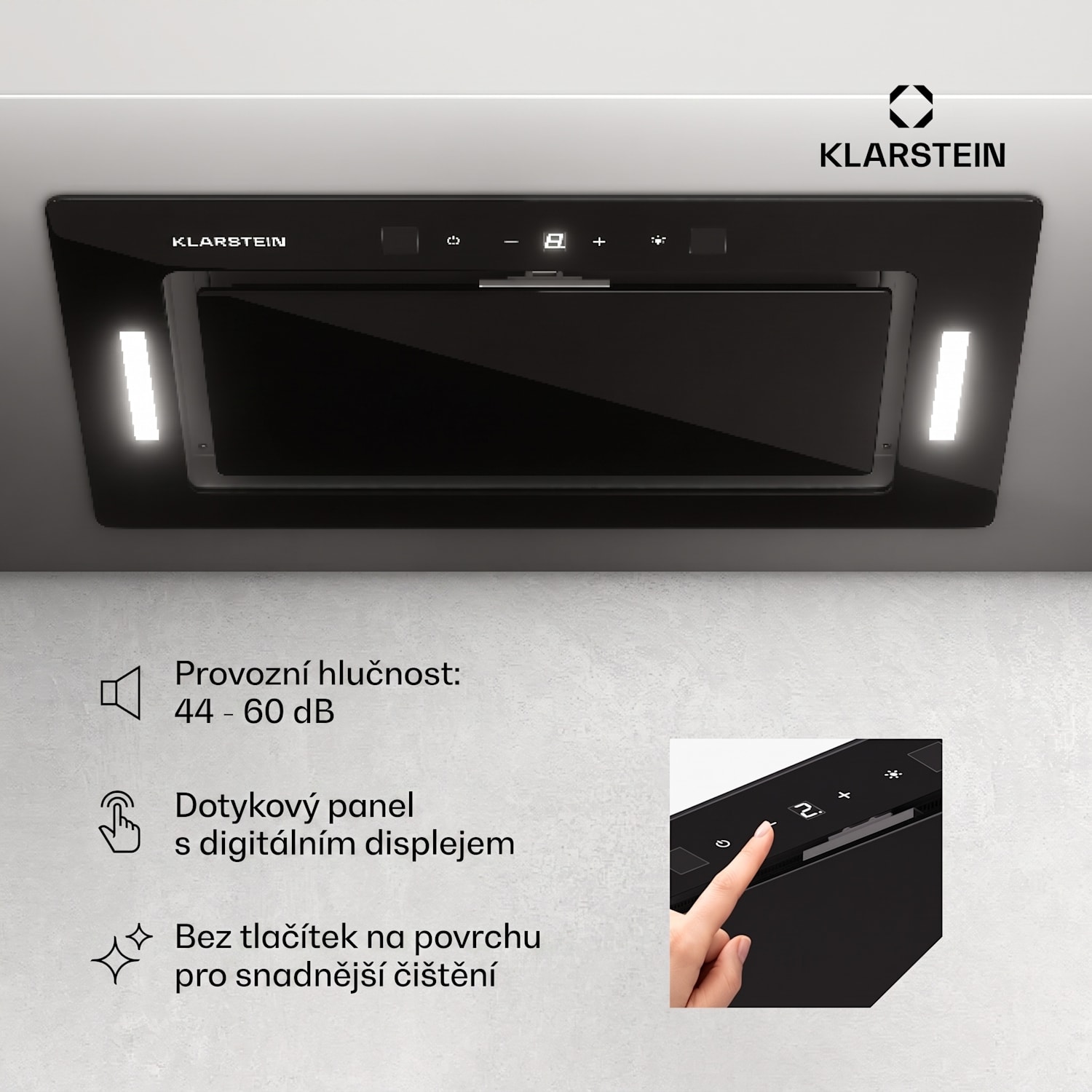 Hektor Eco, digestoř, 52 cm, 466 m³/h, dotykové ovládání, sklo 52 cm | Černá