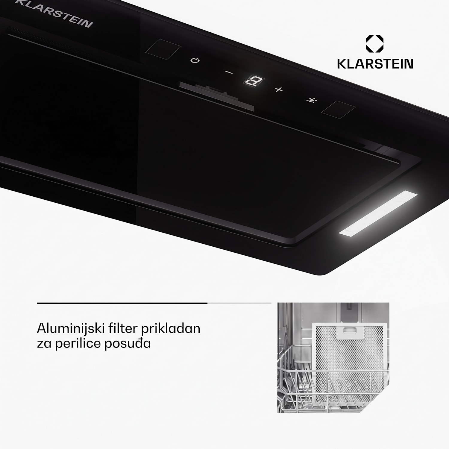 Hektor Eco, napa, 52 cm, 466 m³/h, upravljanje na dodir, staklo 52 cm | Crna