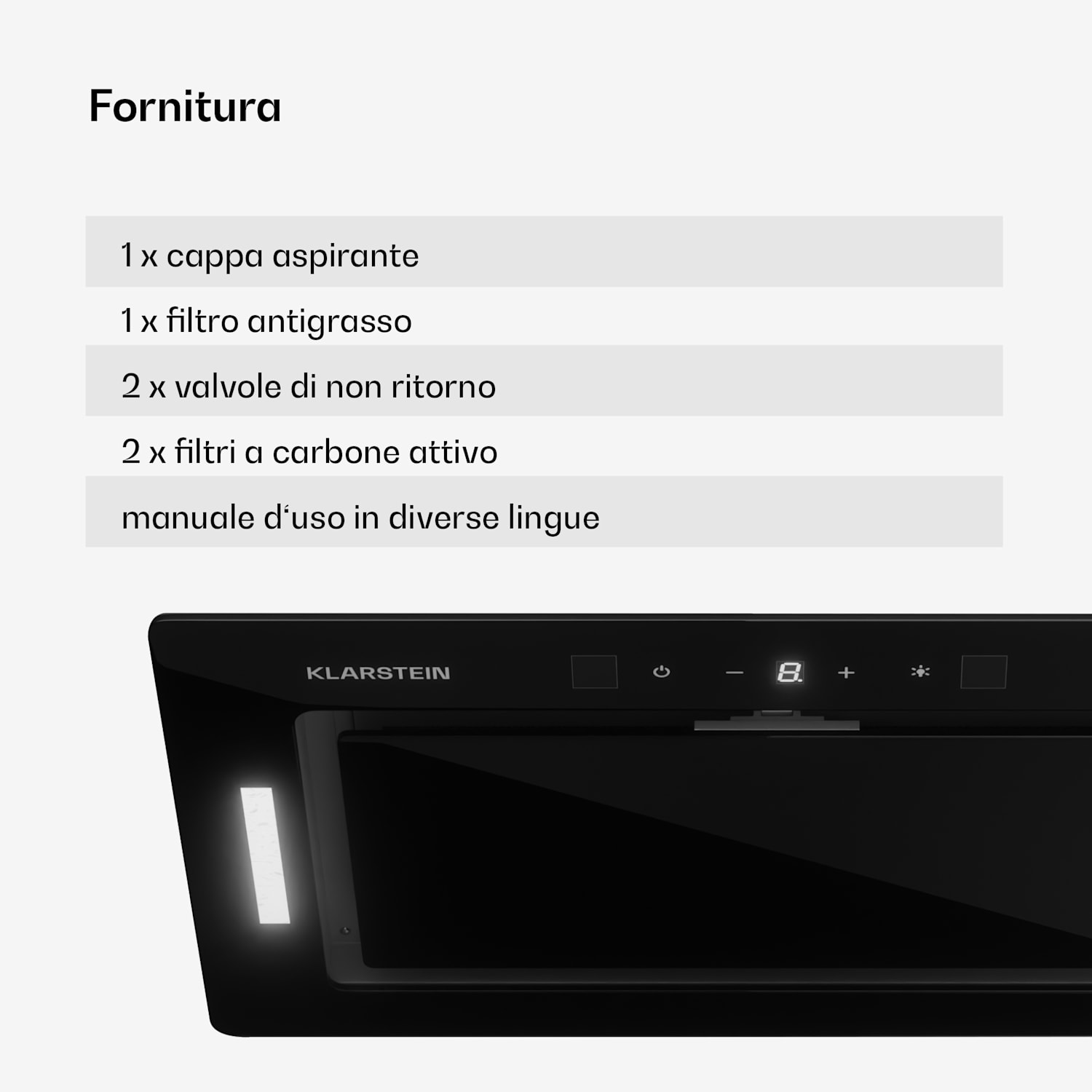 Hektor Eco - Cappa aspirante, 52 cm, 466 m³/ora, touch, vetro 52 cm | Nero