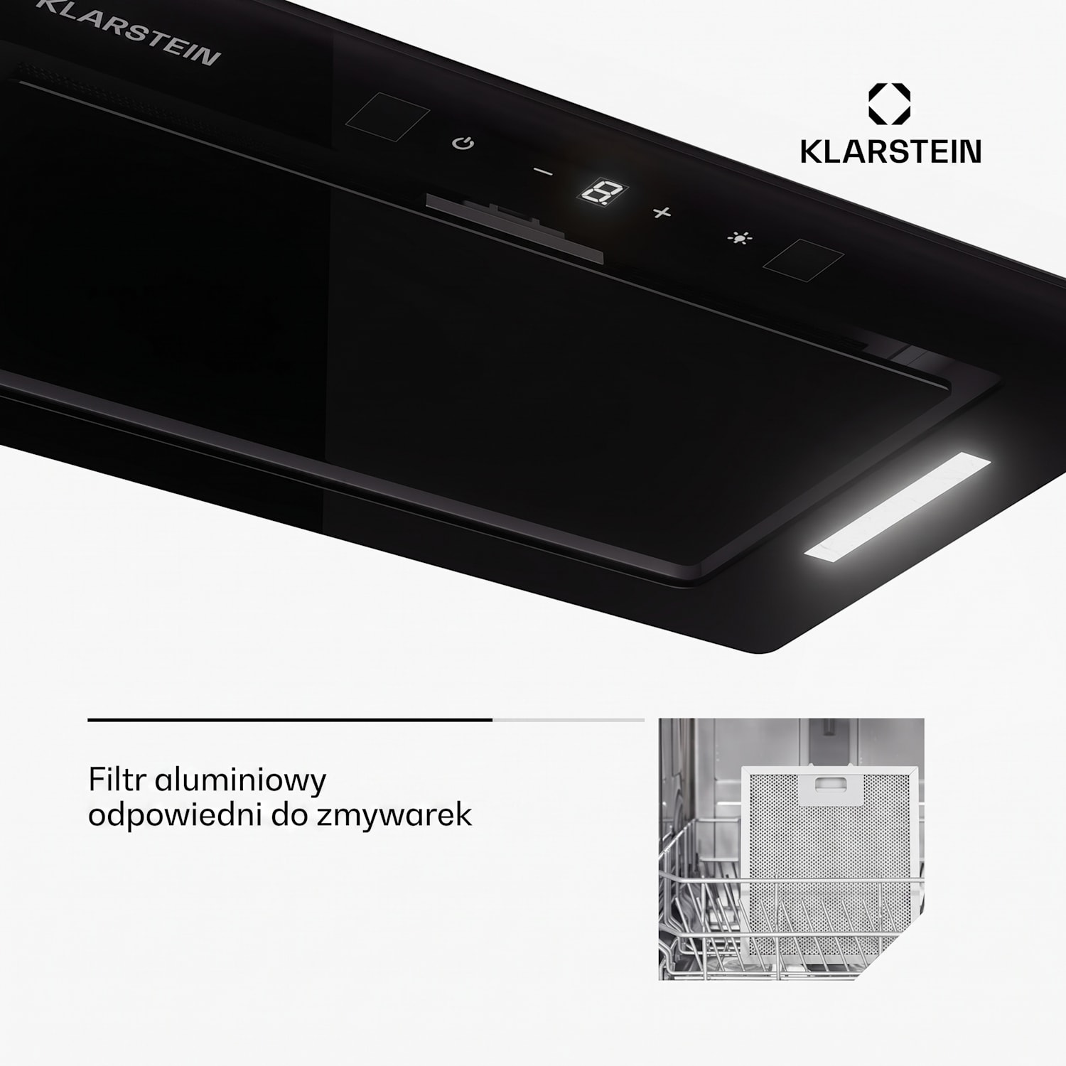 Hektor Eco, okap kuchenny do zabudowy, 52 cm, 466 m³/h, panel dotykowy, szkło 52 cm | Czarny